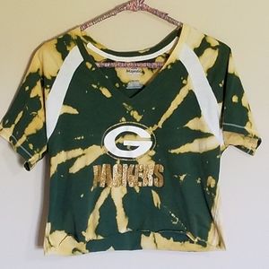 Green Bay Packers Tie Dye Crop Top. Size XL